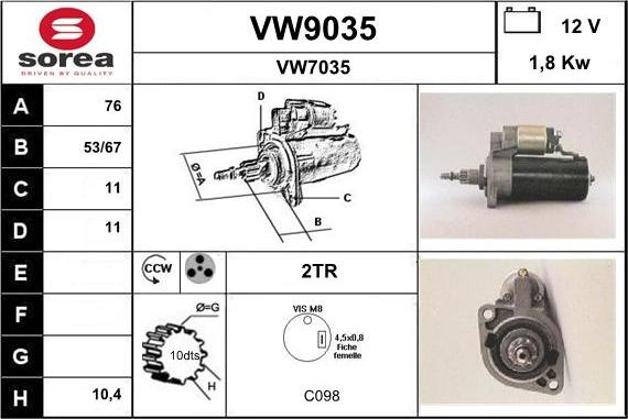 SNRA VW9035 - Starter www.autospares.lv