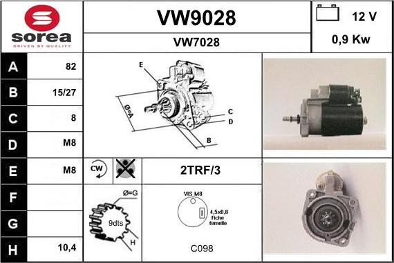 SNRA VW9028 - Starteris autospares.lv