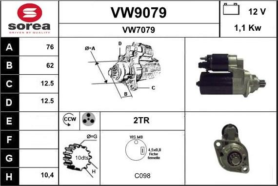 SNRA VW9079 - Стартер www.autospares.lv