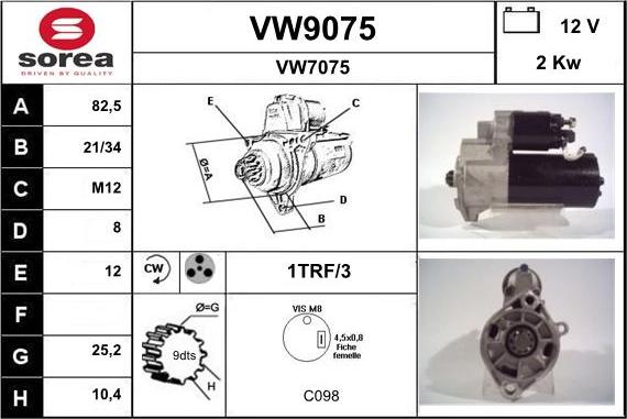 SNRA VW9075 - Starteris www.autospares.lv