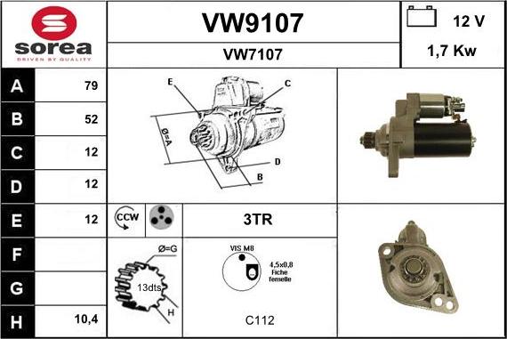 SNRA VW9107 - Starteris www.autospares.lv