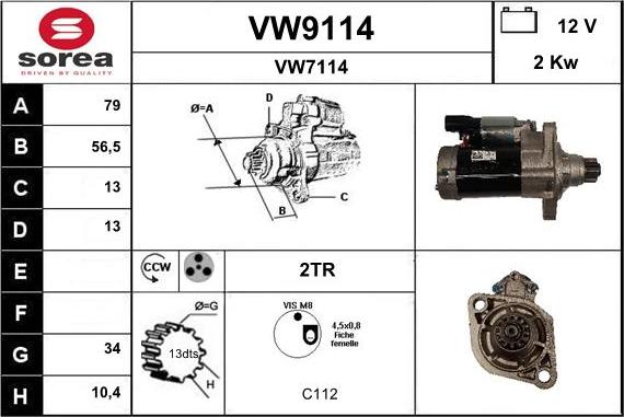 SNRA VW9114 - Starteris autospares.lv