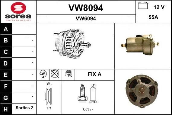 SNRA VW8094 - Alternator www.autospares.lv