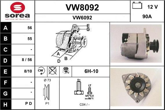 SNRA VW8092 - Ģenerators www.autospares.lv