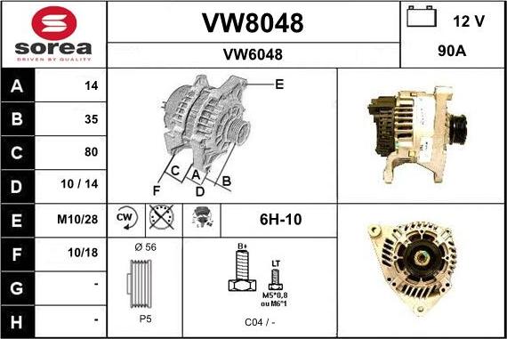 SNRA VW8048 - Ģenerators www.autospares.lv