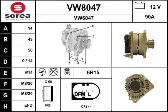 SNRA VW8047 - Alternator www.autospares.lv