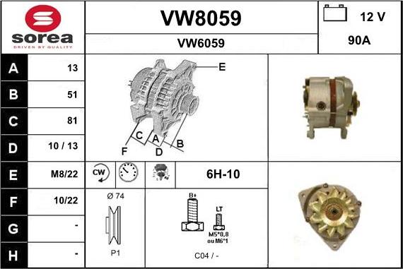 SNRA VW8059 - Генератор www.autospares.lv