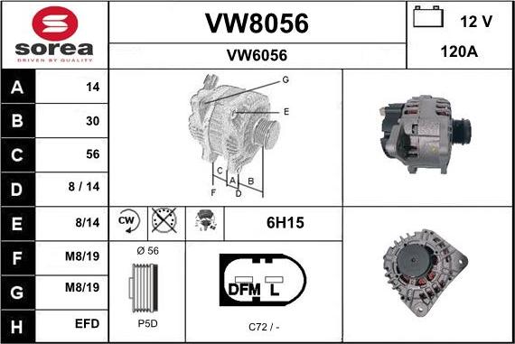 SNRA VW8056 - Ģenerators autospares.lv