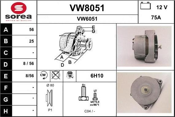 SNRA VW8051 - Ģenerators www.autospares.lv