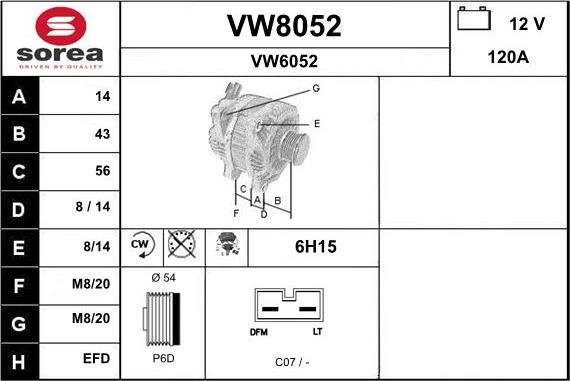 SNRA VW8052 - Генератор www.autospares.lv