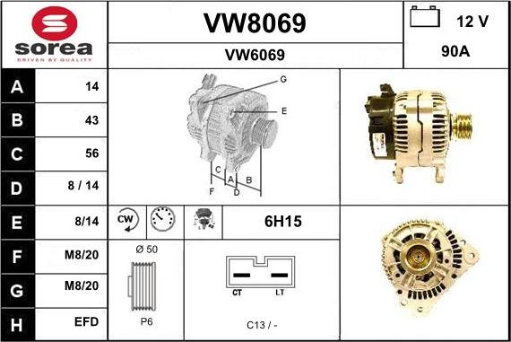 SNRA VW8069 - Ģenerators autospares.lv