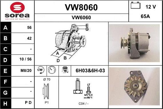 SNRA VW8060 - Ģenerators autospares.lv