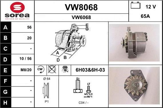 SNRA VW8068 - Ģenerators autospares.lv