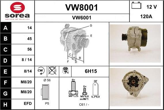 SNRA VW8001 - Генератор www.autospares.lv