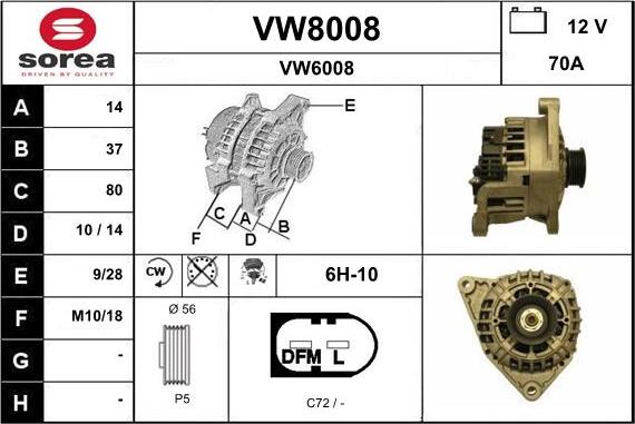 SNRA VW8008 - Ģenerators autospares.lv