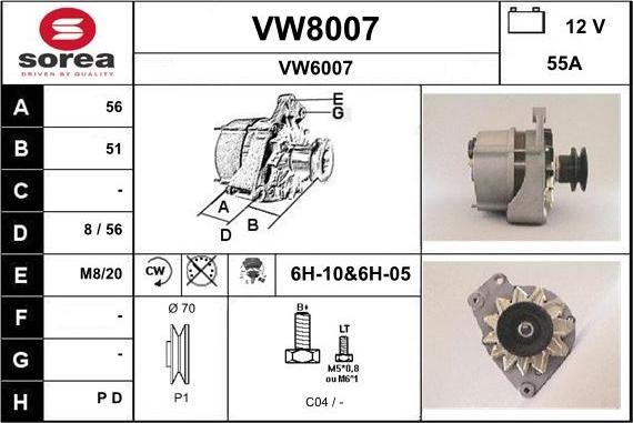 SNRA VW8007 - Ģenerators www.autospares.lv