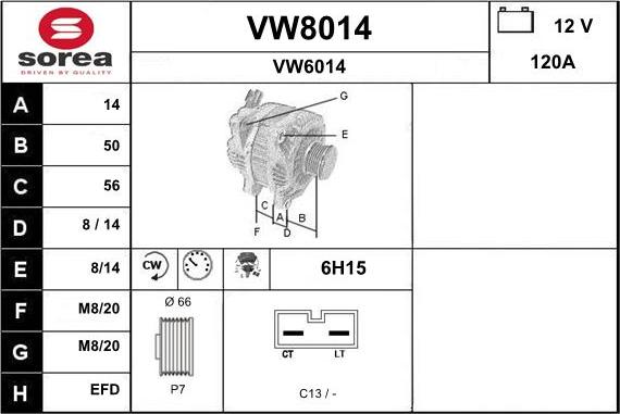 SNRA VW8014 - Генератор www.autospares.lv