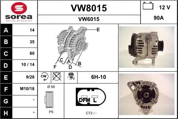 SNRA VW8015 - Alternator www.autospares.lv