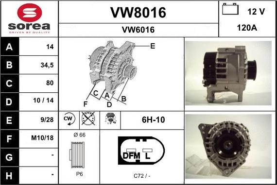 SNRA VW8016 - Alternator www.autospares.lv