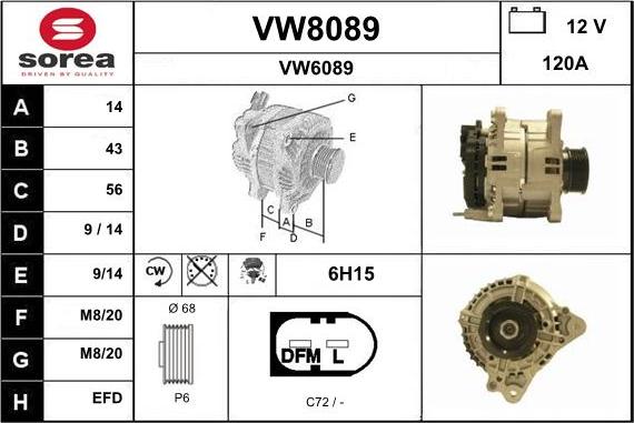 SNRA VW8089 - Ģenerators autospares.lv