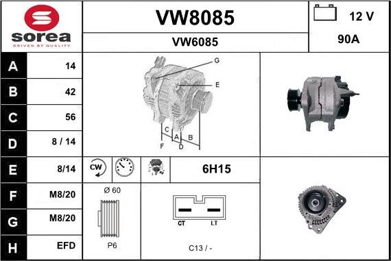 SNRA VW8085 - Ģenerators www.autospares.lv