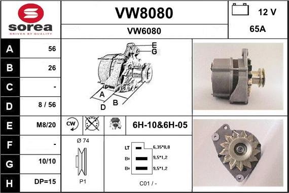 SNRA VW8080 - Генератор www.autospares.lv