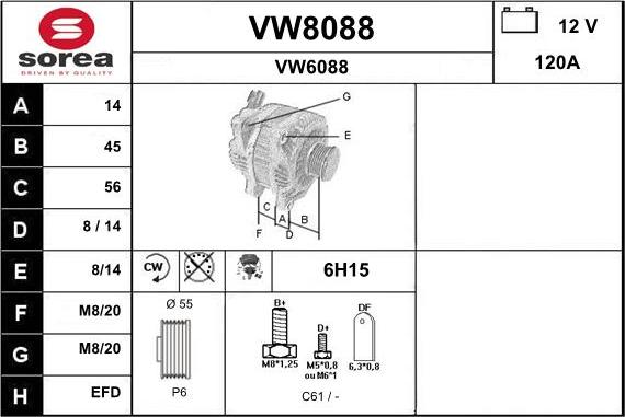 SNRA VW8088 - Генератор www.autospares.lv