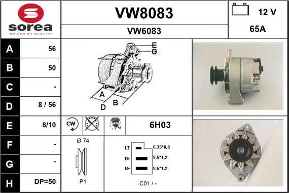 SNRA VW8083 - Alternator www.autospares.lv