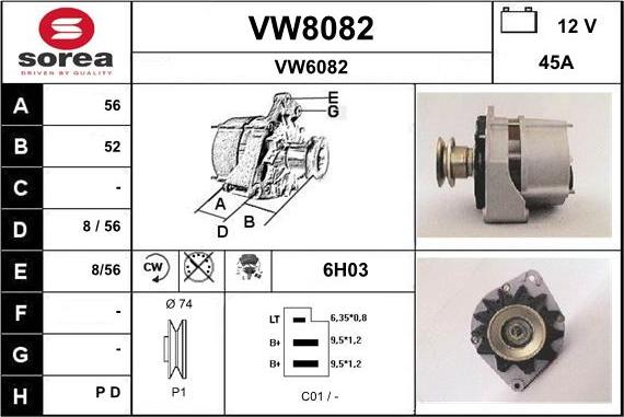 SNRA VW8082 - Ģenerators autospares.lv