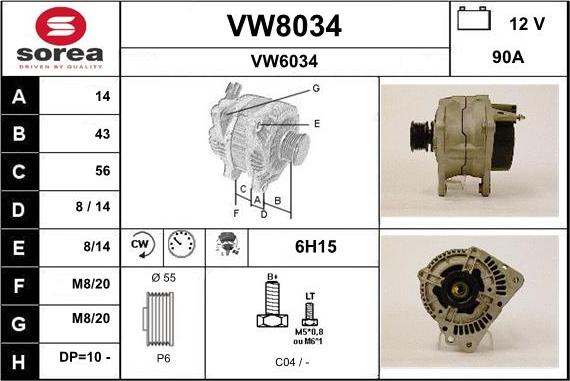 SNRA VW8034 - Alternator www.autospares.lv