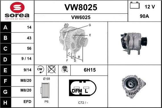 SNRA VW8025 - Ģenerators www.autospares.lv