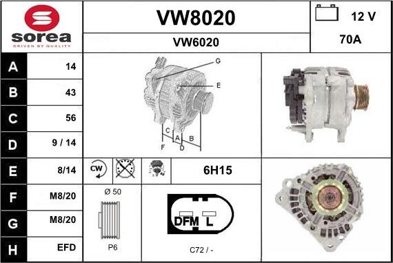 SNRA VW8020 - Ģenerators autospares.lv