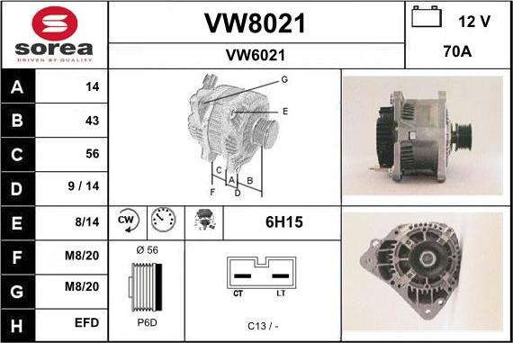 SNRA VW8021 - Генератор www.autospares.lv