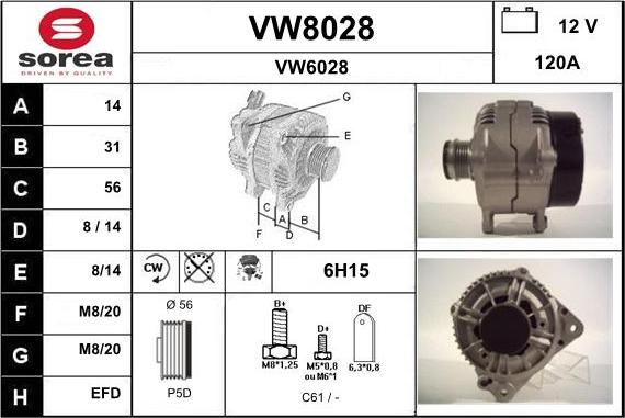 SNRA VW8028 - Ģenerators www.autospares.lv