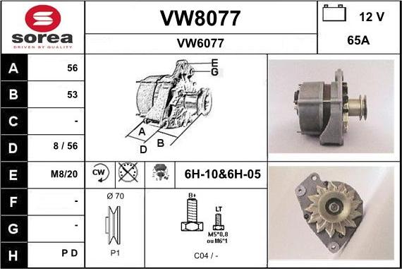 SNRA VW8077 - Ģenerators www.autospares.lv