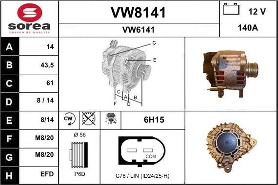 SNRA VW8141 - Alternator www.autospares.lv