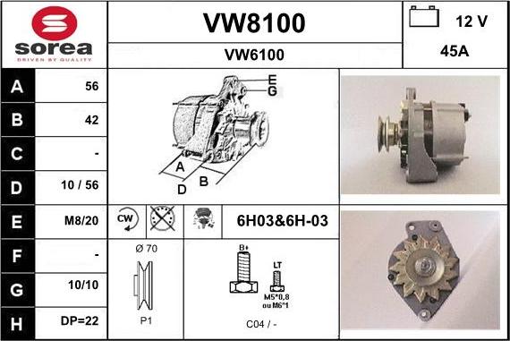 SNRA VW8100 - Генератор www.autospares.lv