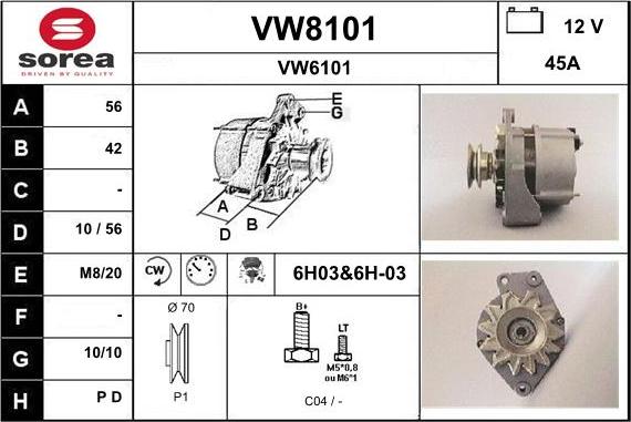 SNRA VW8101 - Генератор www.autospares.lv