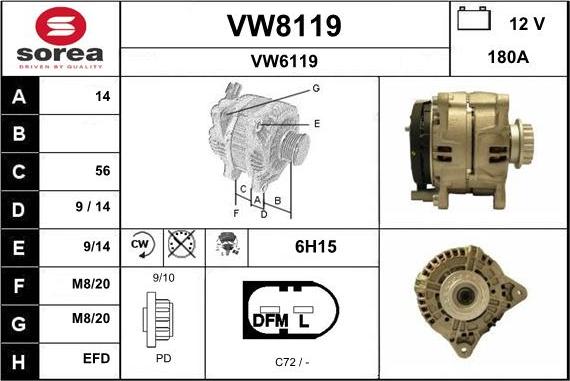 SNRA VW8119 - Ģenerators autospares.lv