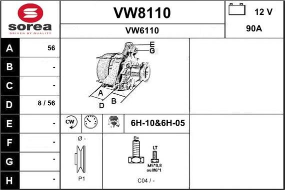 SNRA VW8110 - Ģenerators www.autospares.lv