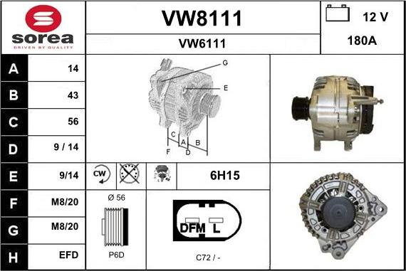 SNRA VW8111 - Ģenerators autospares.lv