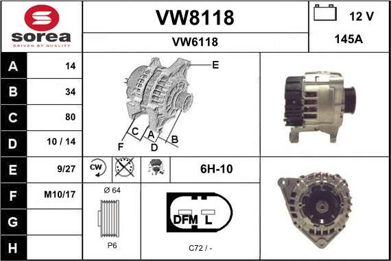 SNRA VW8118 - Alternator www.autospares.lv