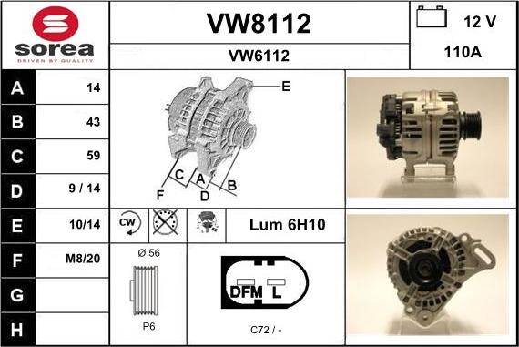 SNRA VW8112 - Ģenerators autospares.lv