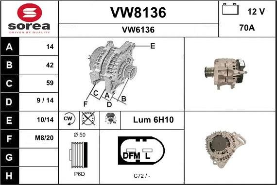 SNRA VW8136 - Ģenerators autospares.lv