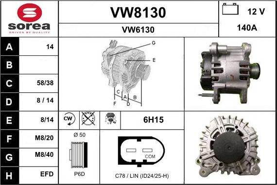 SNRA VW8130 - Ģenerators autospares.lv