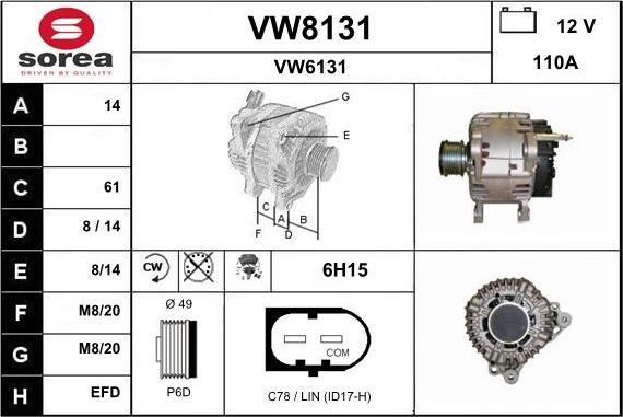 SNRA VW8131 - Ģenerators autospares.lv