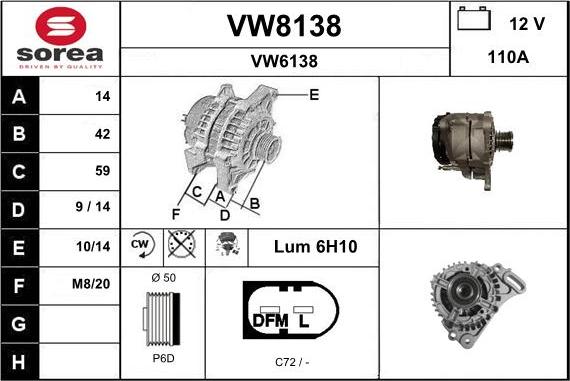 SNRA VW8138 - Генератор www.autospares.lv