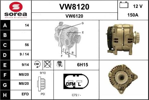 SNRA VW8120 - Ģenerators www.autospares.lv