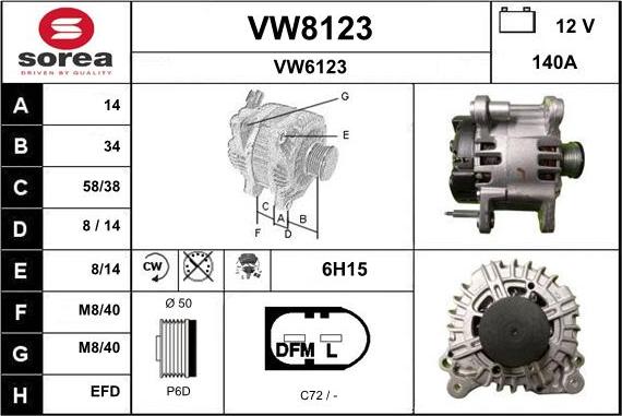 SNRA VW8123 - Ģenerators autospares.lv