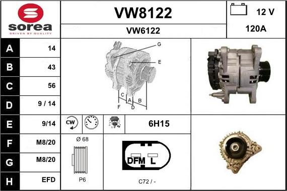 SNRA VW8122 - Ģenerators www.autospares.lv